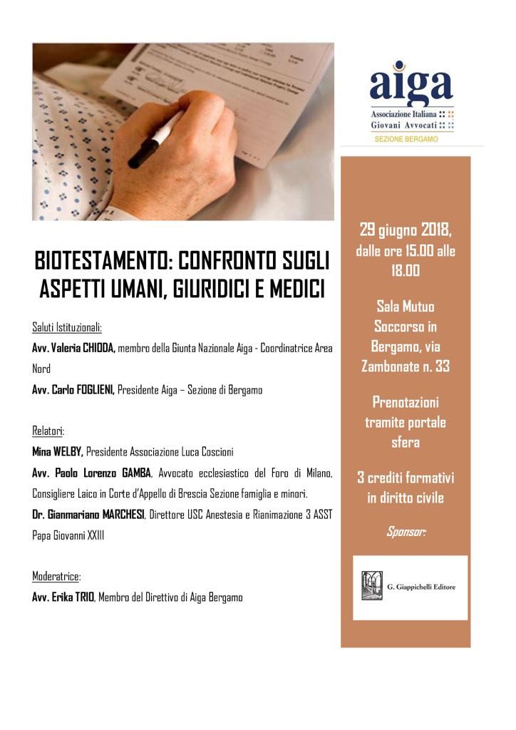 Convegno Aiga Bergamo sul Biotestamento