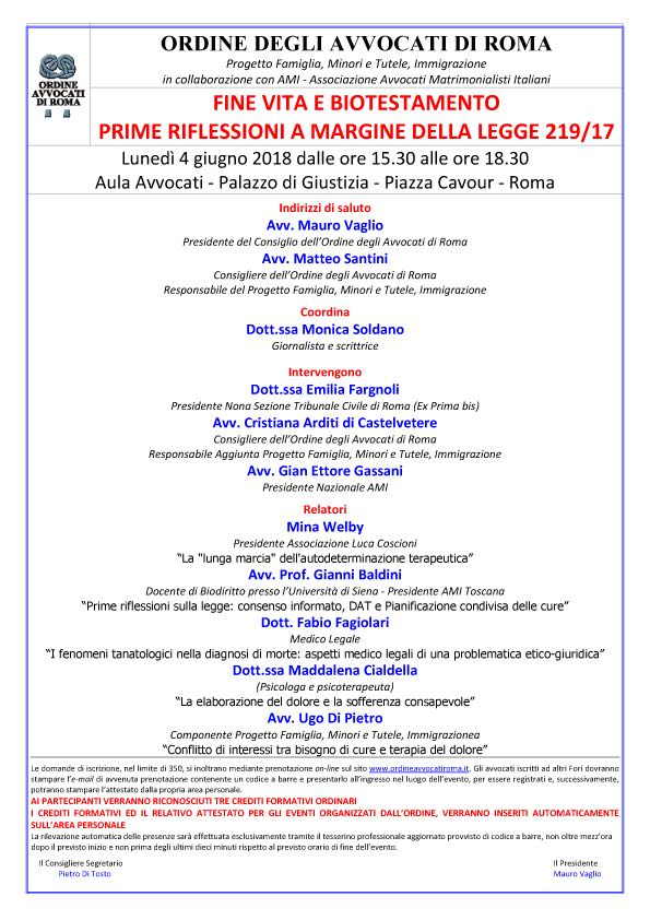 Roma convegno sul biotestamento
