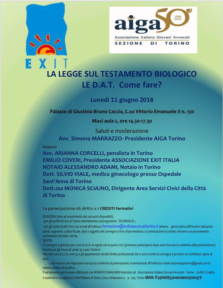 Convegno aiga Torino sul biotestamento