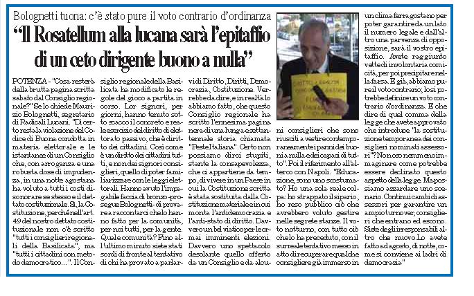 legge elettorale della Basilicata Bolognetti