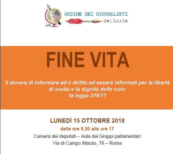 Ordine dei Giornalisti del Lazio evento fine vita