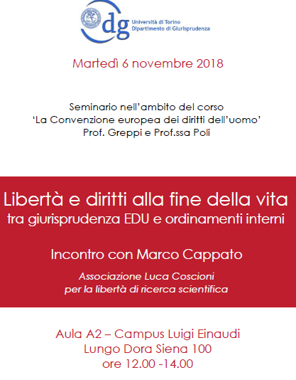 Incontro con Marco Cappato a Torino 6 novembre