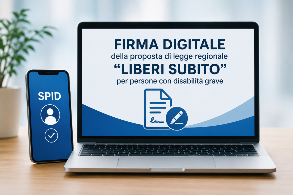 immagine con portatile e cellulare e scritta firma digitale con spid