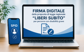 immagine con portatile e cellulare e scritta firma digitale con spid